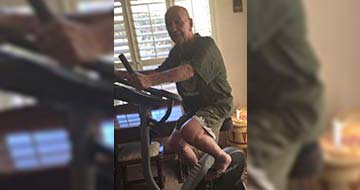 Mike doing an indoor bike exercise